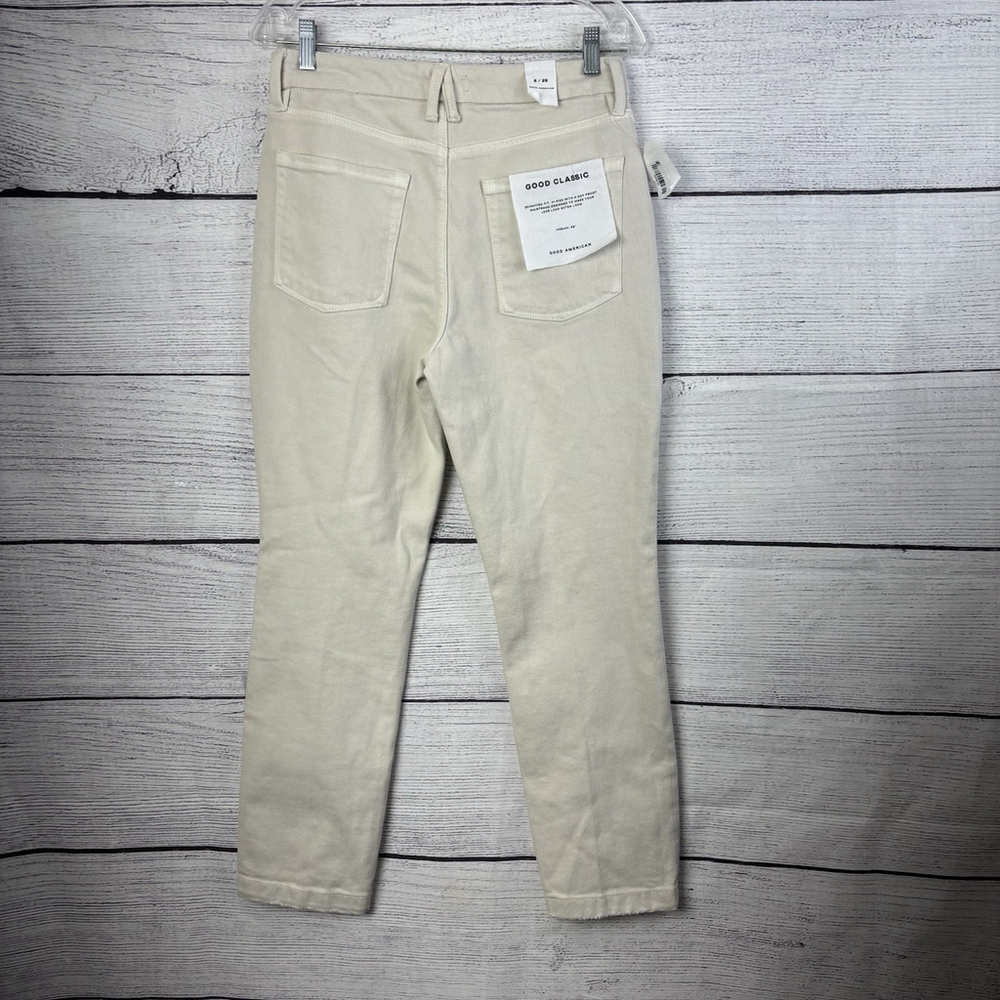 Good American Good Classic Jeans Size 8 Bone Color High Rise, Straight Leg Denim - Picture 4 of 11